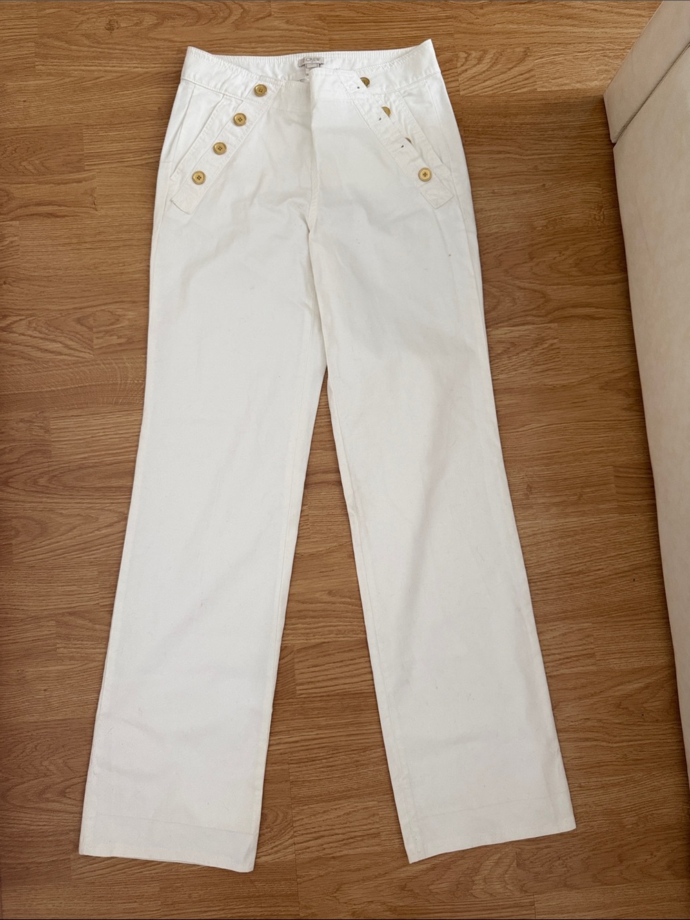 J. Crew Cream/White Button-Front Skirt